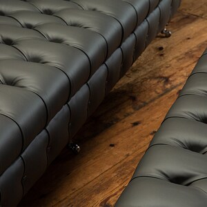 British Handmade 4 Seater Grey Steel Leather Chesterfield Sofa & Large ...