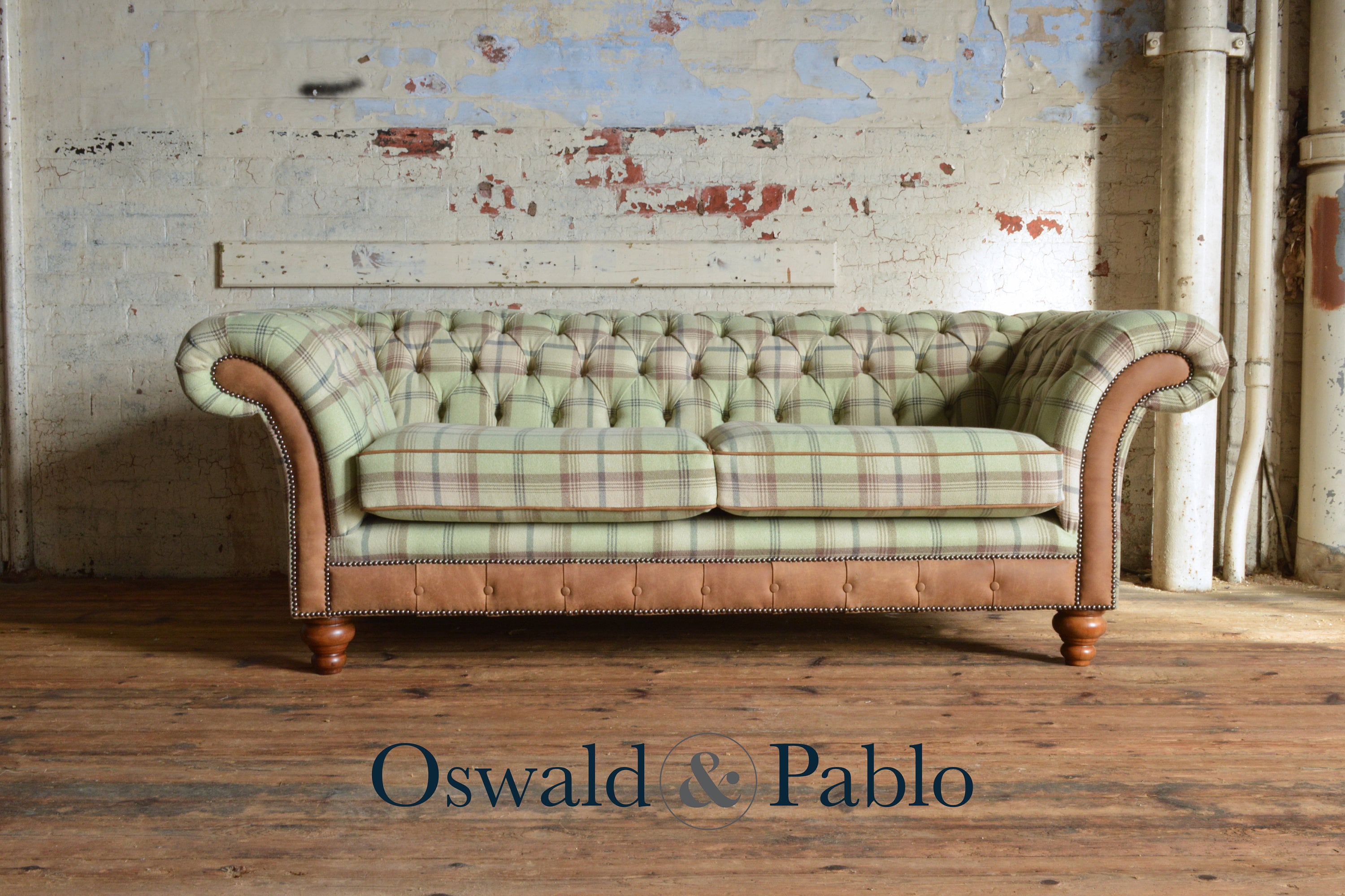 Green cheap tartan sofa