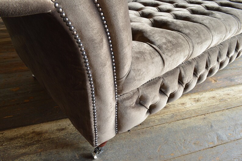 British Handmade Mole Grey Velvet 3 Seater Chesterfield Sofa - Etsy UK