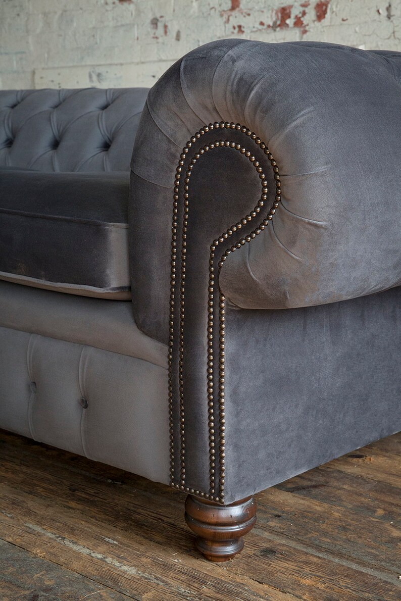Unique British Handmade Oversized Velvet 3 Seater Chesterfield Sofa ...