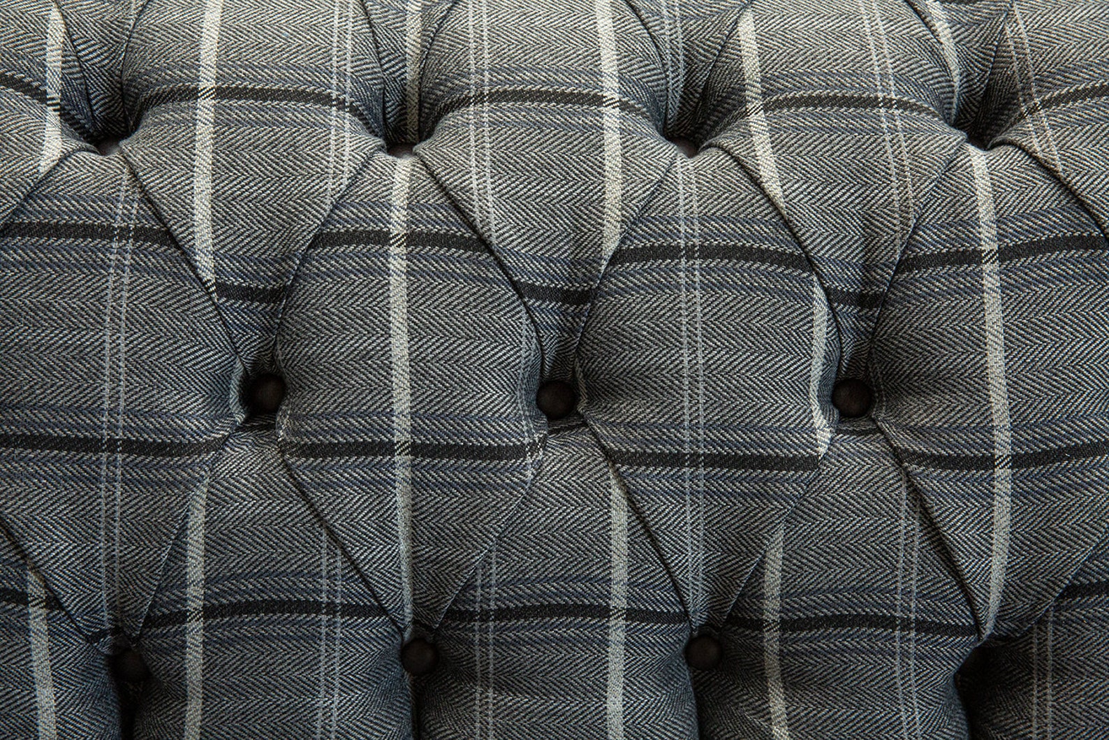 British Handmade 3 Seater Grey Tweed Chesterfield Sofa - Grey Leather ...