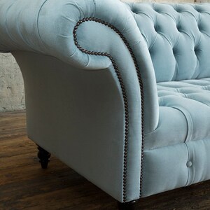 British Handmade Dusty Blue Velvet 3 Seater Chesterfield Sofa - Etsy