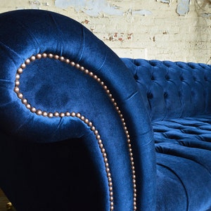 British Handmade 3 Seater Navy Blue Velvet Fabric Chesterfield Sofa - Etsy