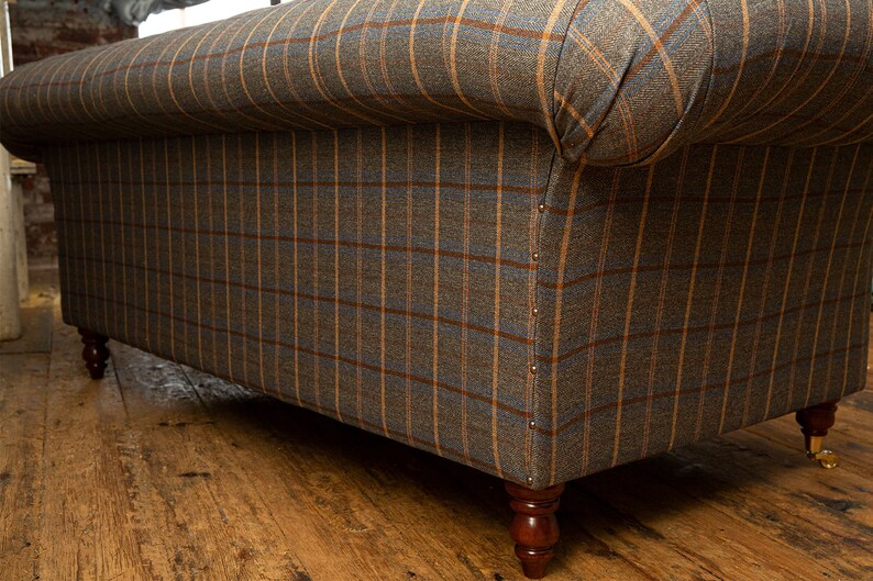 British Handmade 3 Seater Tan Tweed Chesterfield Sofa Etsy