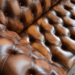 Handmade 3 Seater Antique Tan Leather Chesterfield Sofa, Couch, Settee Other Colours image 6
