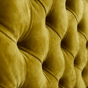 British Handmade Mustard Velvet 3 Seater High Back Chesterfield Sofa ...