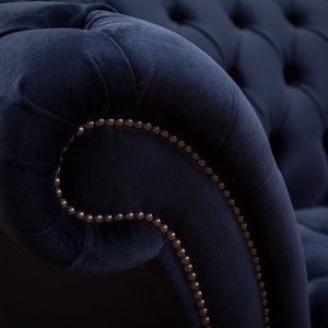 British Handmade Ink Blue Velvet 3 Seater Chesterfield Sofa - Etsy UK