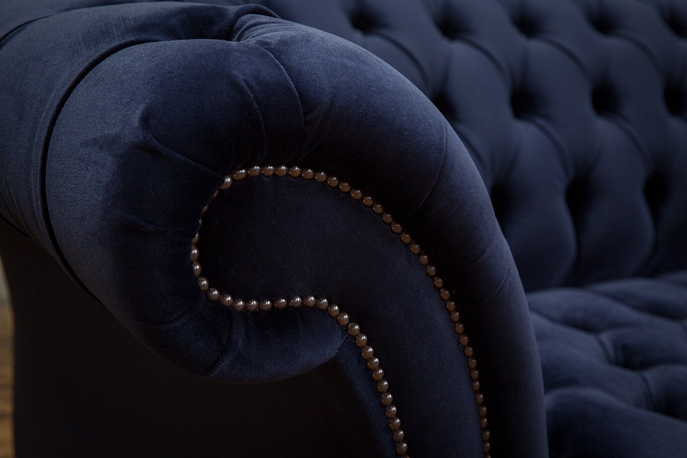 British Handmade Ink Blue Velvet 3 Seater Chesterfield Sofa - Etsy UK