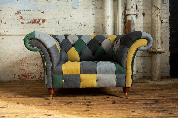 Grey patchwork armchair sales