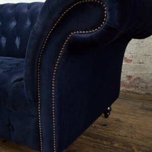 British Handmade Ink Blue Velvet 3 Seater Chesterfield Sofa - Etsy UK