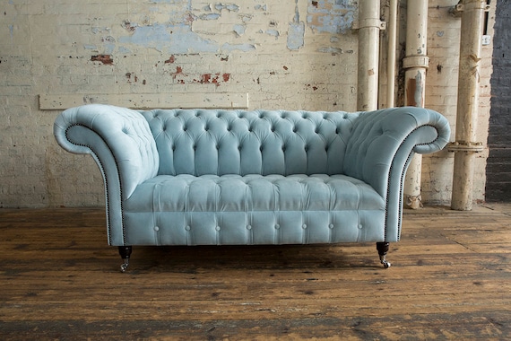 Dusty blue cheap couch