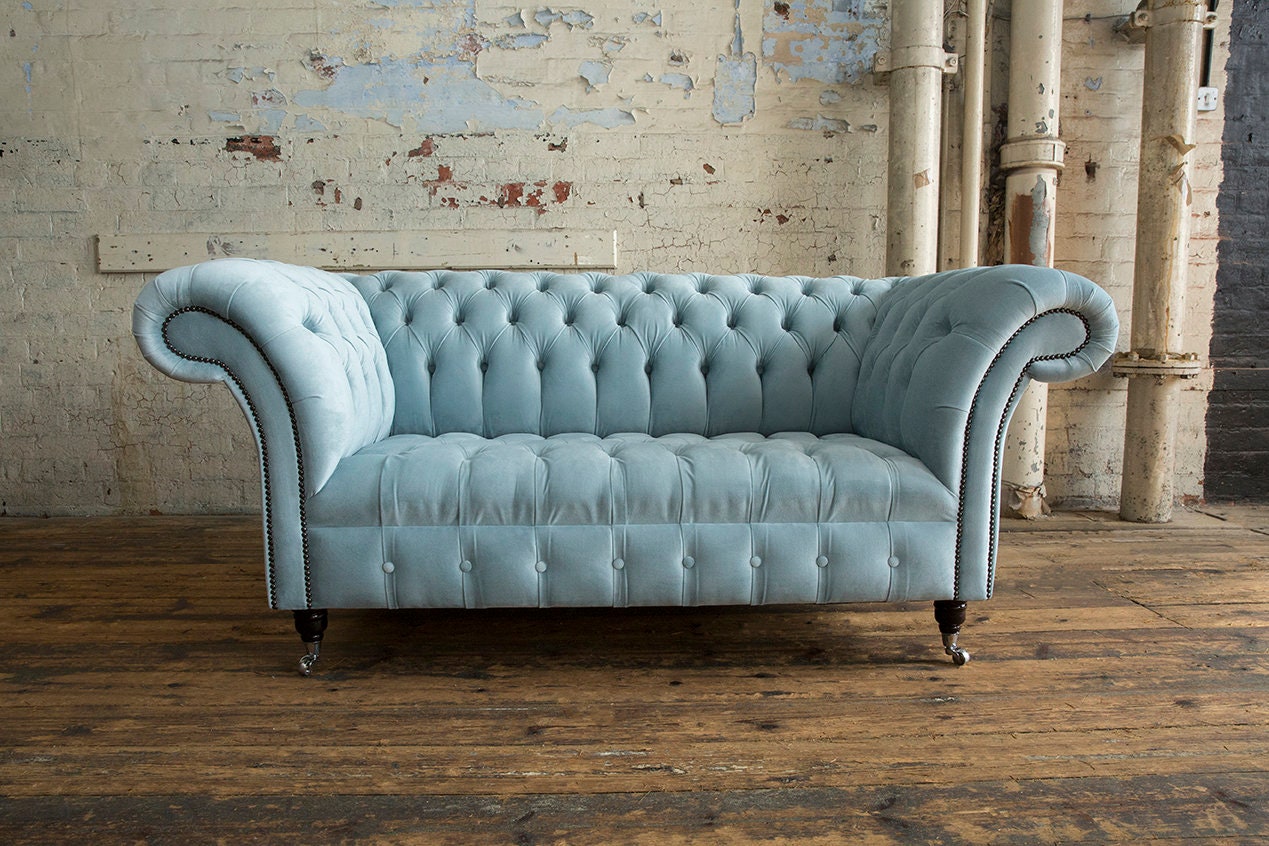 Dusty on sale blue sofa