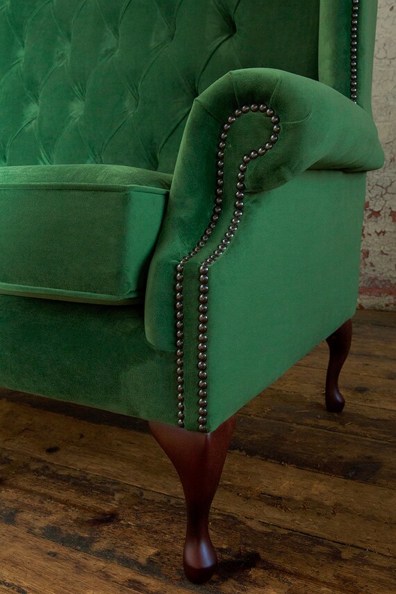 Canapé 3 Places Velours Vert Beliani - Chesterfield - Assise Rembourrée - Neuf