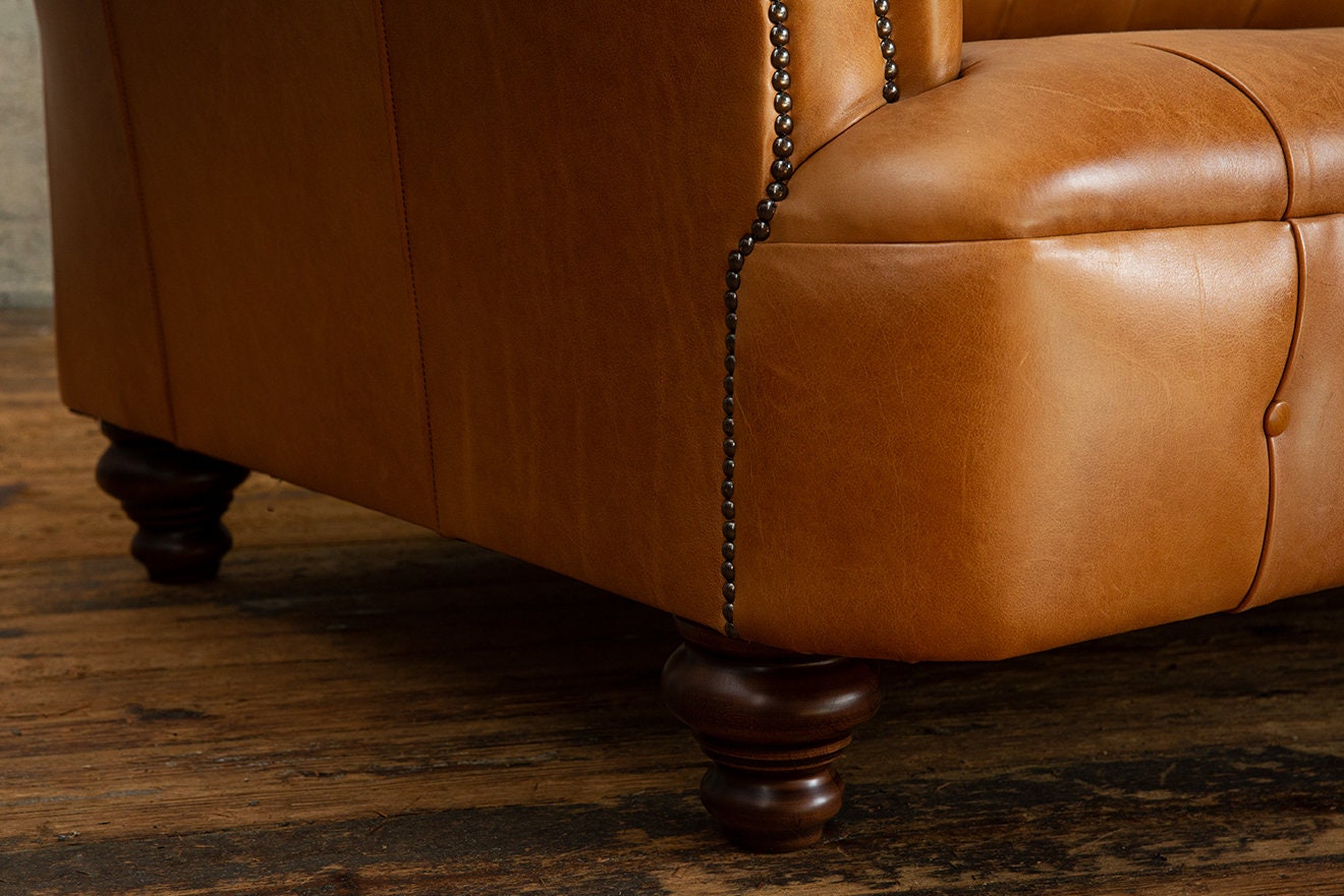 Handmade Large 6 Seater Tan Leather Chesterfield Sofa - Etsy UK