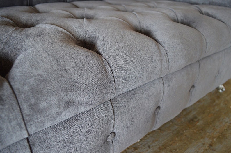British Handmade Grey Velvet 3 Seater Chesterfield Sofa - Etsy