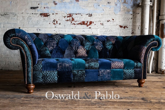 Navy blue tweed sale sofa