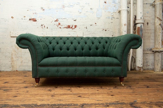 Green chesterfield sofa sale leather