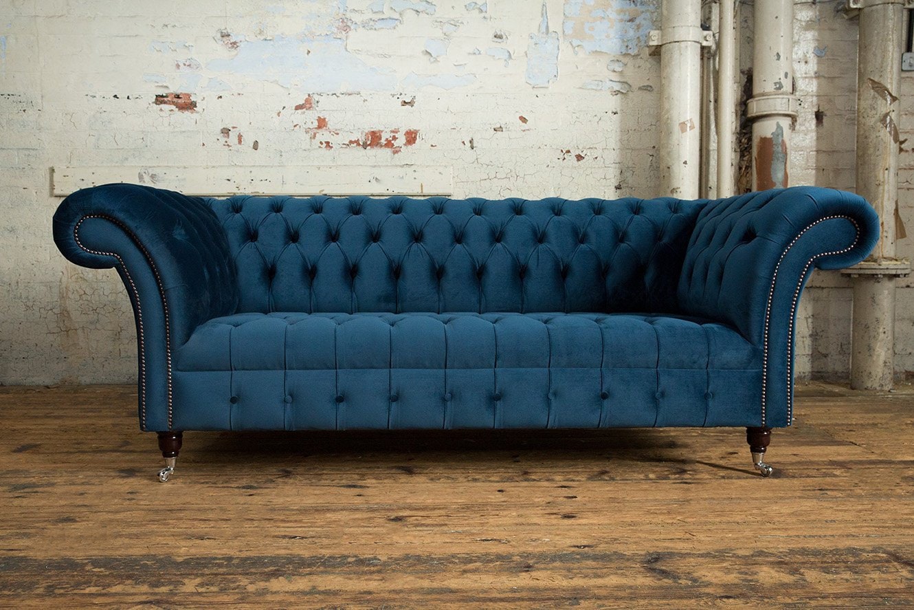 Handmade 3 Seater Ocean Navy Blue Velvet Chesterfield Sofa - Etsy UK