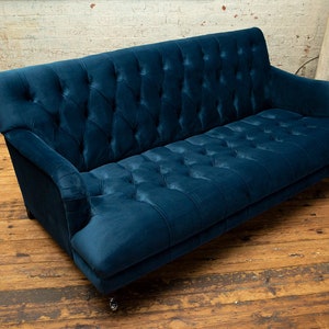 Handmade 3 Seater Ocean Navy Blue Velvet Chesterfield Sofa - Etsy UK