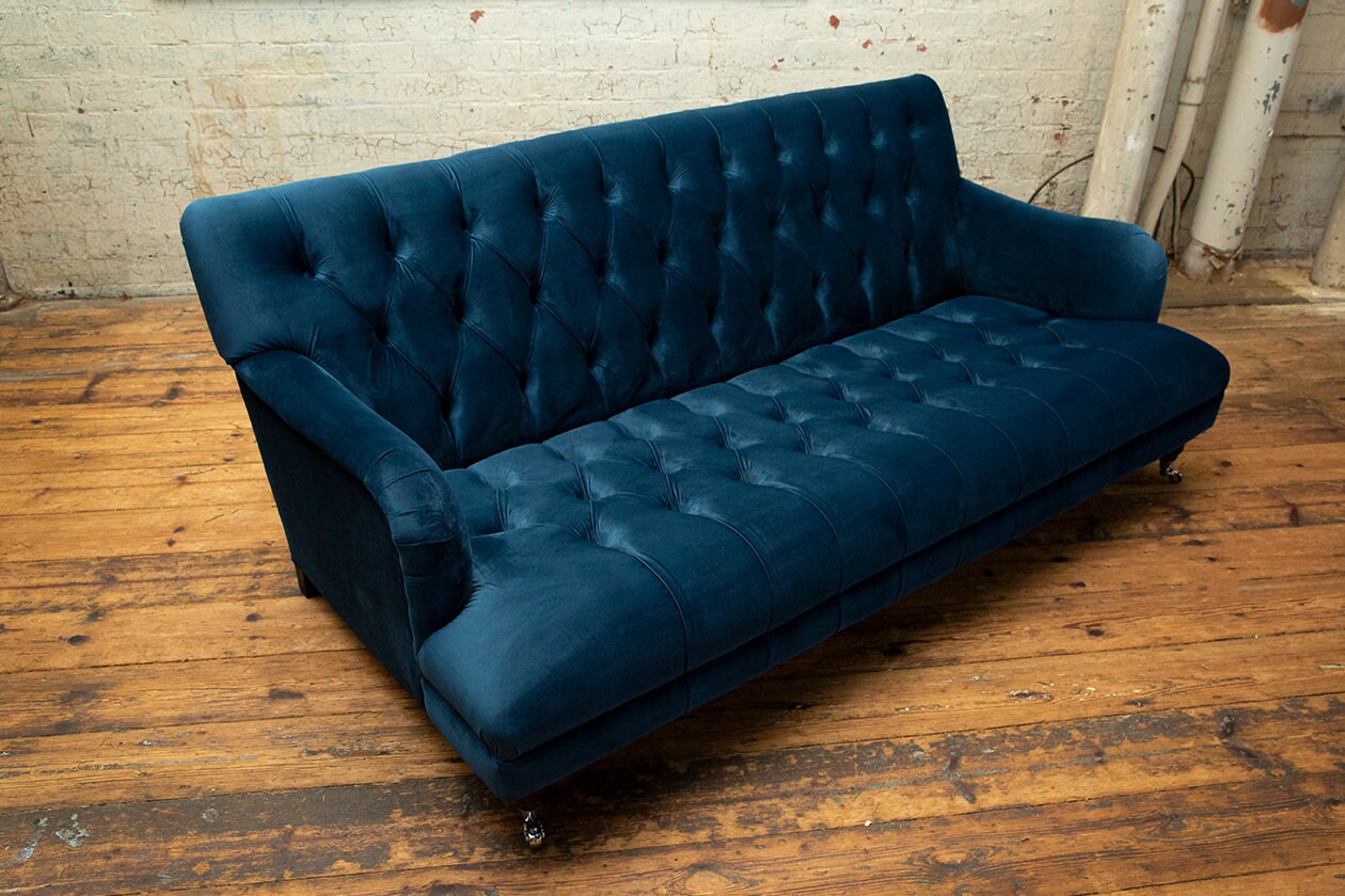Handmade 3 Seater Ocean Navy Blue Velvet Chesterfield Sofa - Etsy UK