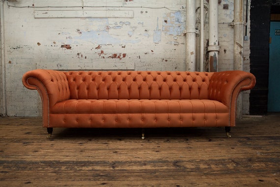 Burnt orange chesterfield sofa discount