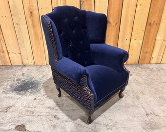 Patchwork Chair Dfs Loch Leven Wing Chair Navy Blue Velvet Copper