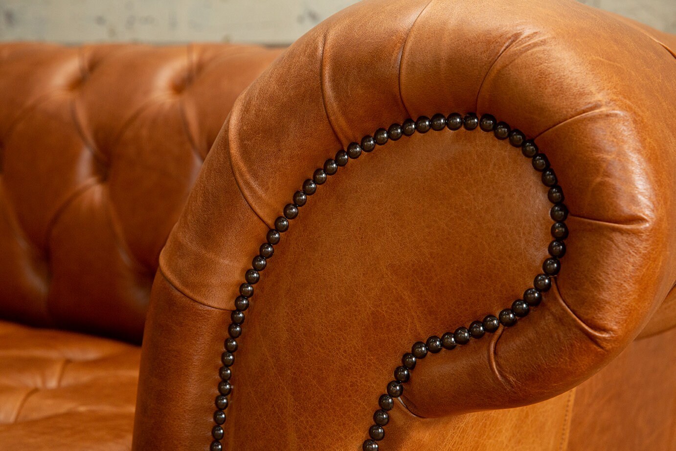 British Handmade 3 Seater Vintage Tan Brown Leather Chesterfield Sofa ...