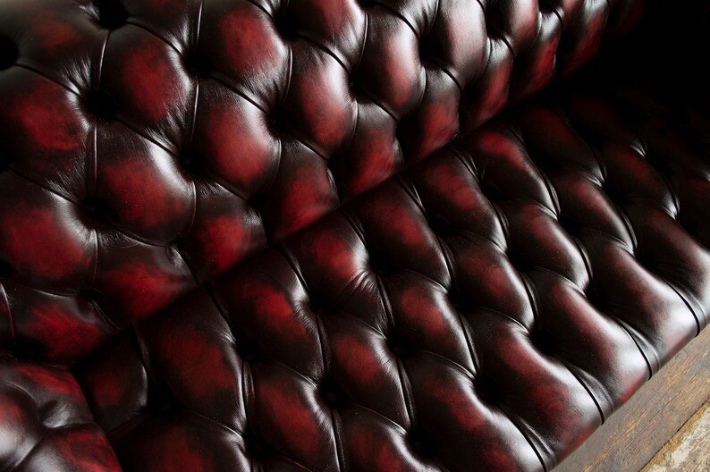 Handmade Traditional 3 Seater Antique Red Leather Chesterfield | Etsy