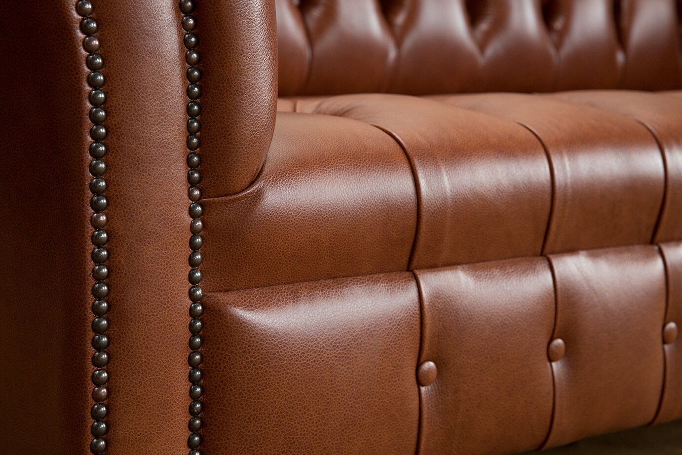 Handmade 3 Seater Vintage Mottled Tan Brown Leather Chesterfield Sofa ...