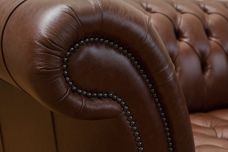 Handmade 3 Seater Vintage Hazel Brown Leather Chesterfield Sofa - Etsy UK