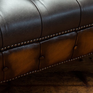 Handmade 3 Seater Vintage Grey With Antique Tan Leather Chesterfield ...