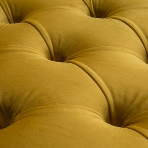 Mustard Velvet Fabric Chesterfield Chaise Lounge Chair, British Handmade image 3