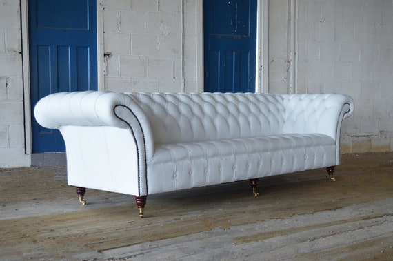 White leather chesterfield sales couch