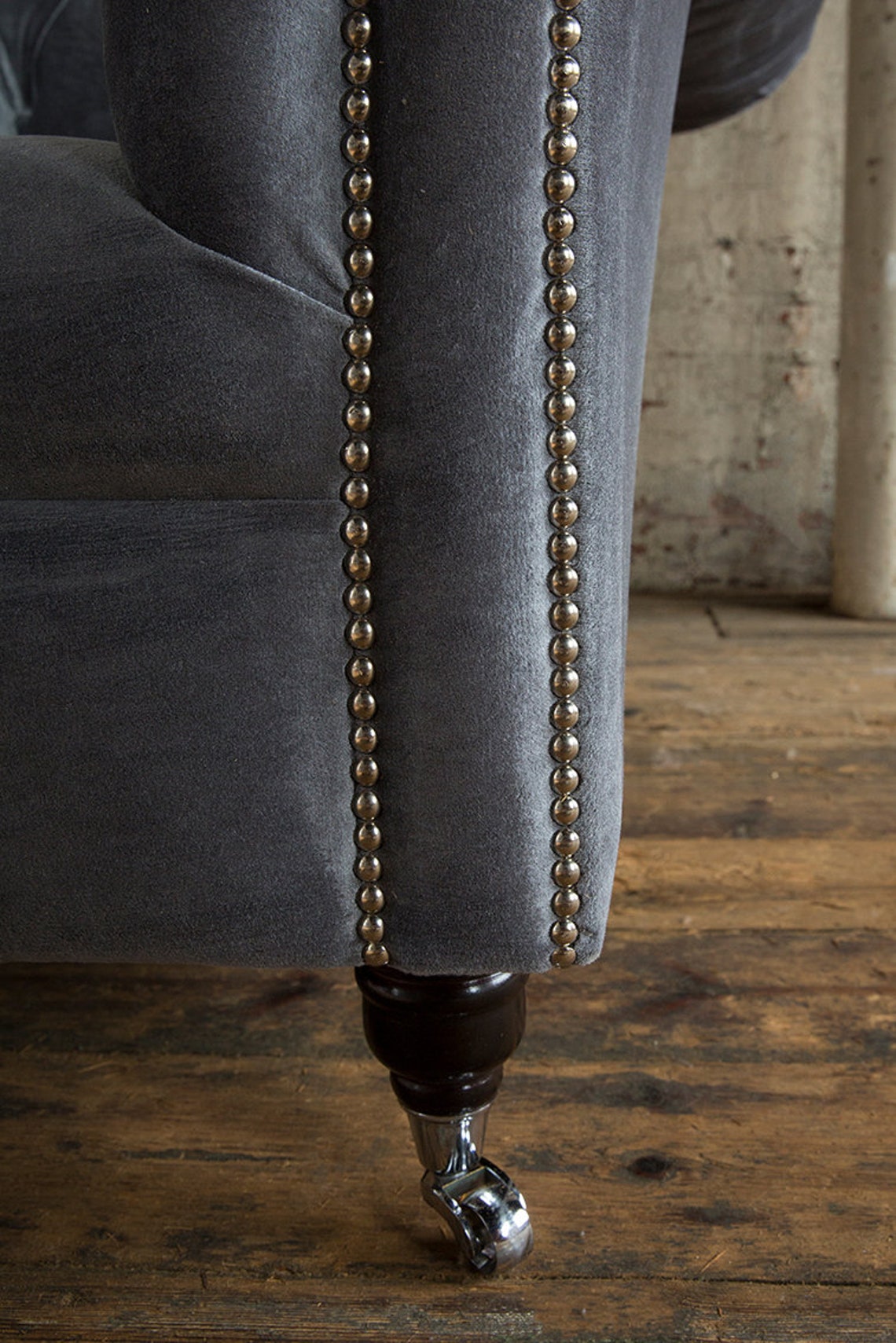 British Handmade 3 Seater Grey Velvet Fabric Chesterfield Sofa - Etsy UK