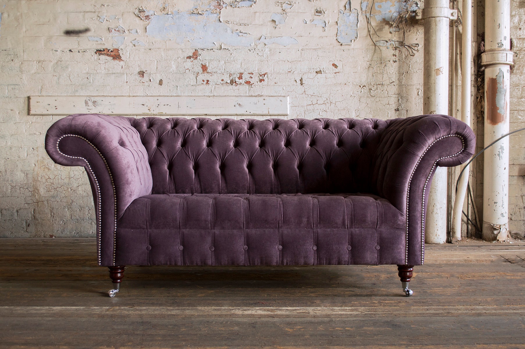British Handmade Aubergine Velvet 2 Seater Chesterfield Sofa Etsy