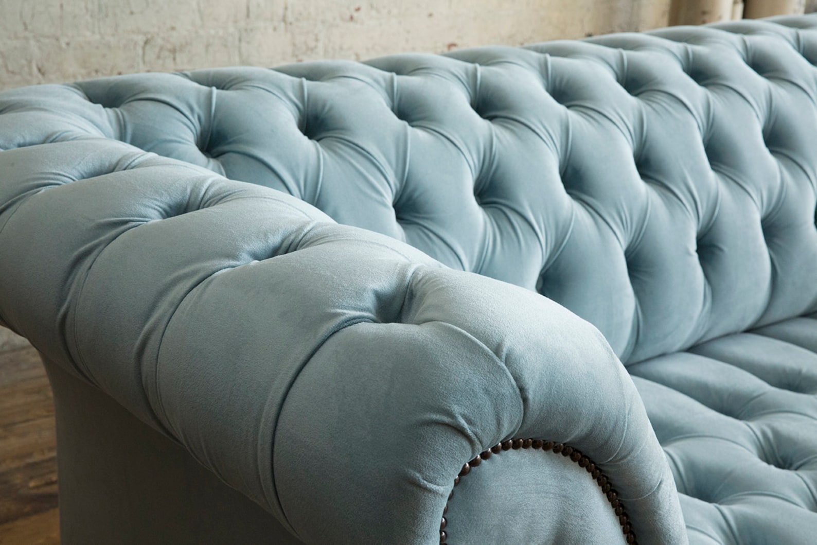 British Handmade Dusty Blue Velvet 3 Seater Chesterfield Sofa - Etsy UK