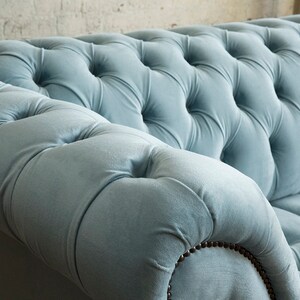 British Handmade Dusty Blue Velvet 3 Seater Chesterfield Sofa - Etsy