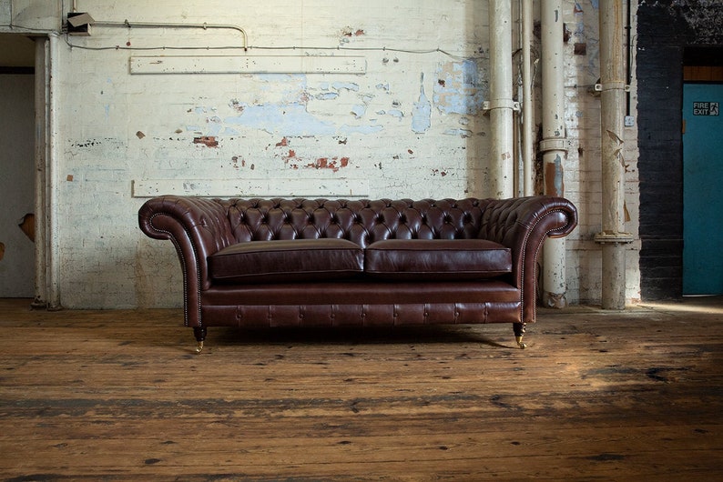 British Handmade 3 Seater Dark Brown Genuine Aniline Leather Singapore British Handmade 3 Seater Dark Brown, Aniline Leather Sofa Singapore