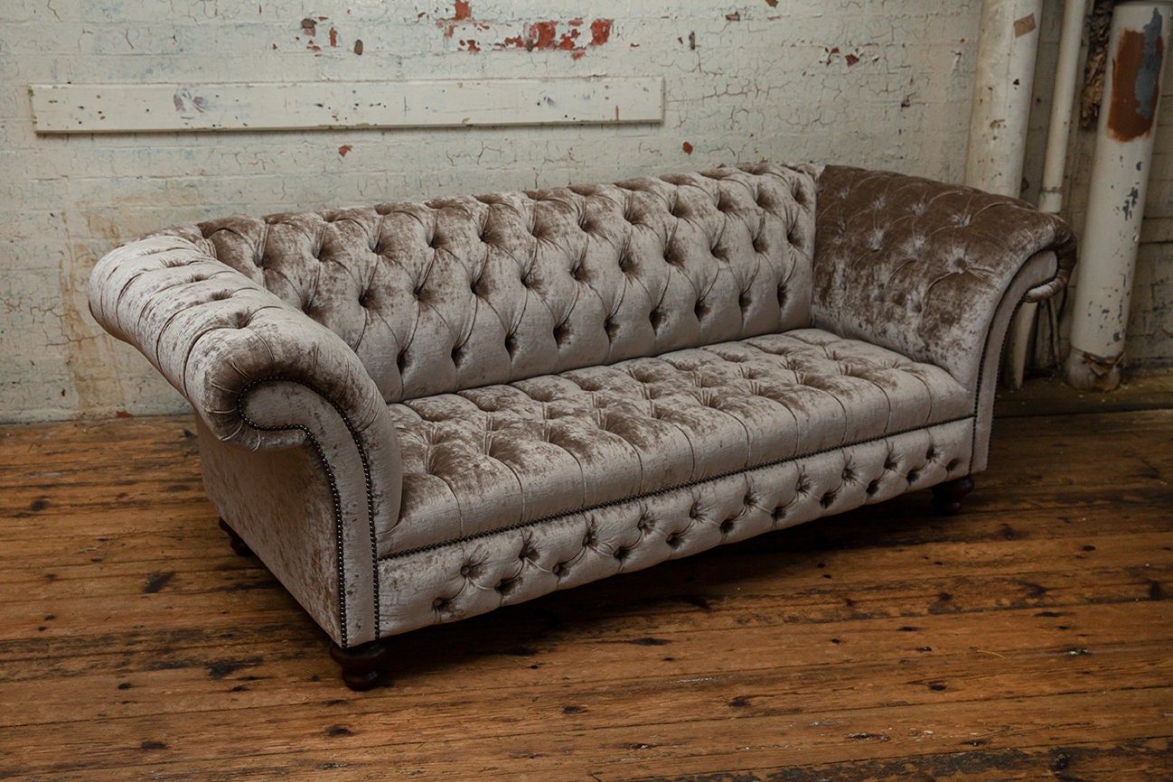 British Handmade 3 Seater Luxury Mink Velvet Chesterfield Sofa - Etsy UK