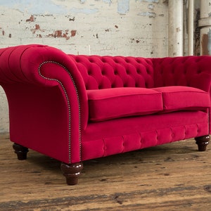 Red on sale suede loveseat