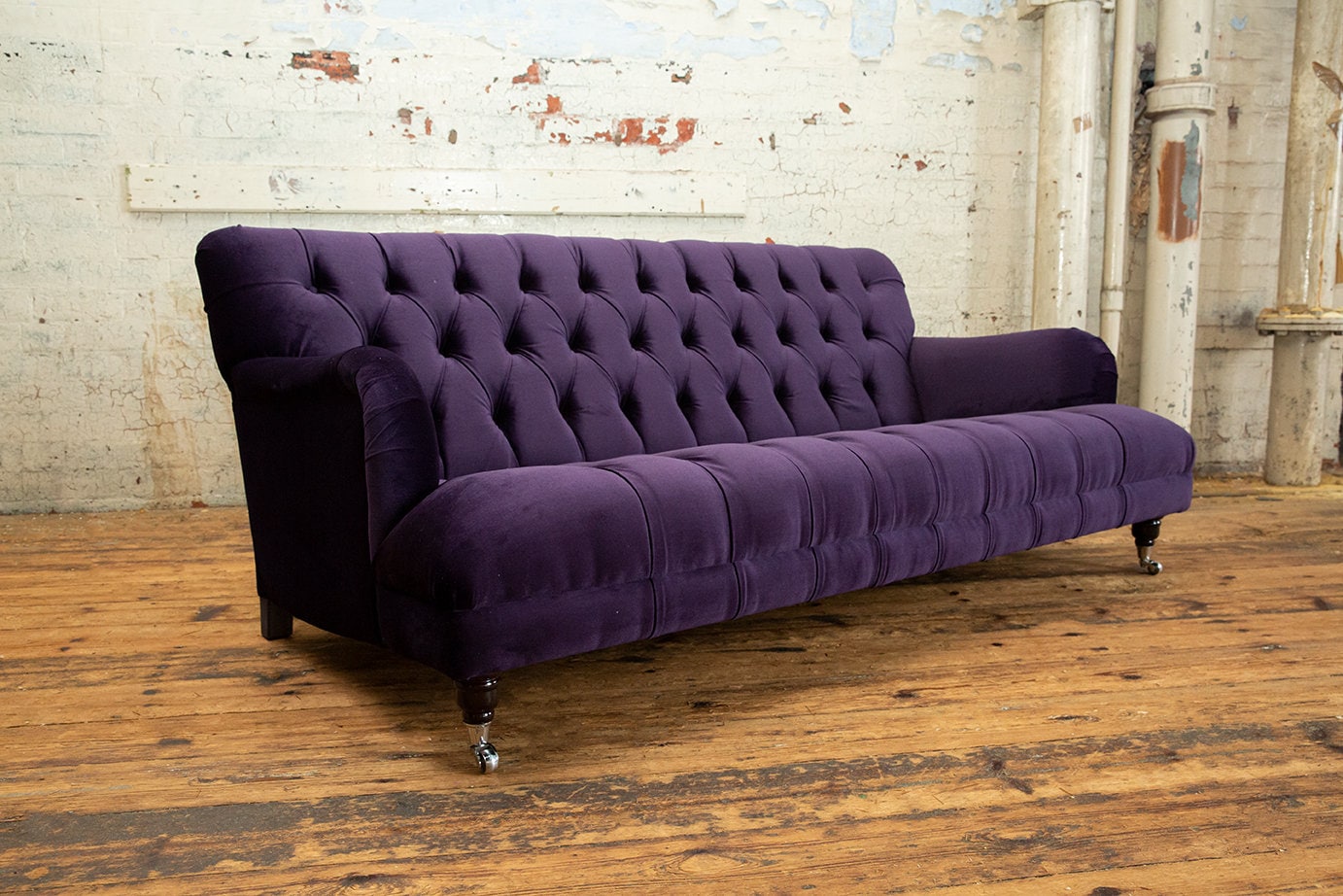 Purple velvet chesterfield sofa deals