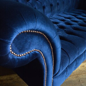 British Handmade 3 Seater Navy Blue Velvet Fabric Chesterfield Sofa - Etsy