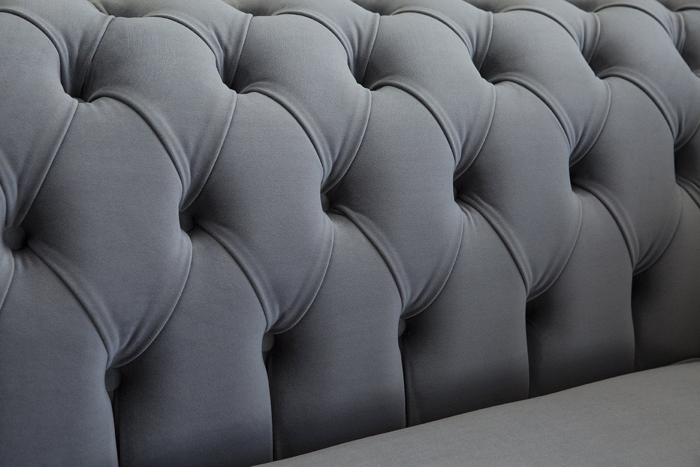 British Handmade 3 Seater Platinum Grey Velvet Fabric Chesterfield Sofa ...