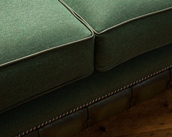 Hunter green on sale leather sofa