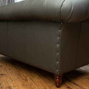 British Handmade 3 Seater Grey Steel Leather Chesterfield Sofa - Etsy UK