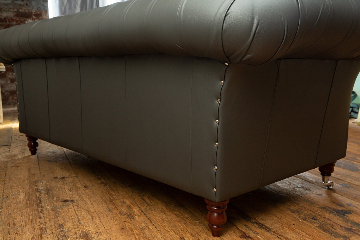 British Handmade 3 Seater Grey Steel Leather Chesterfield Sofa - Etsy UK