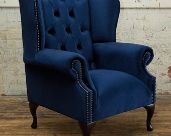 Navy queen anne chair online