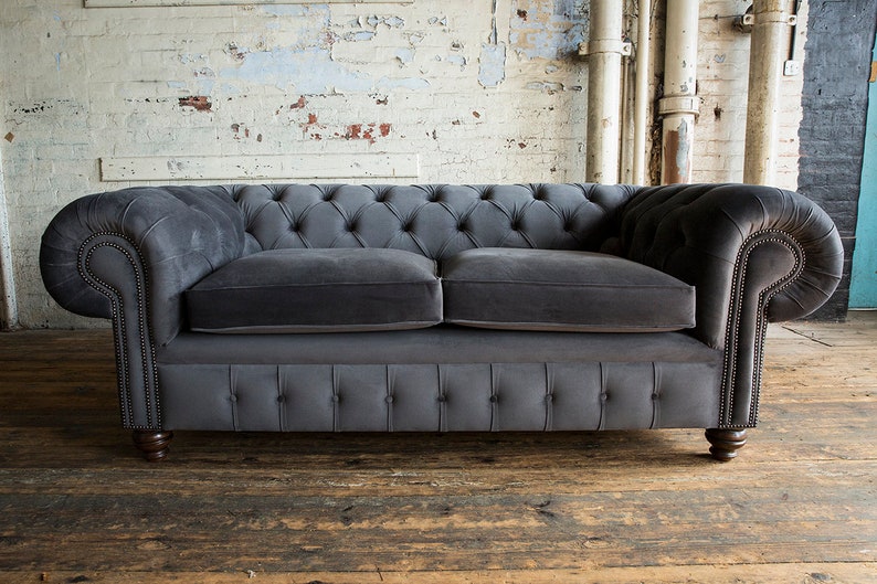 Unique British Handmade Oversized Velvet 3 Seater Chesterfield Sofa ...
