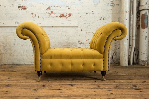 Mustard velvet chaise lounge deals