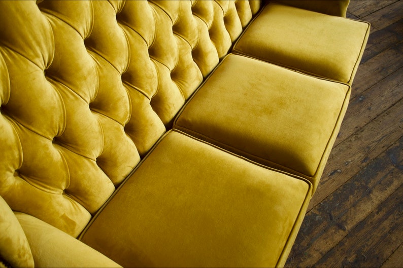 British Handmade Mustard Velvet 3 Seater High Back Chesterfield Sofa - Etsy